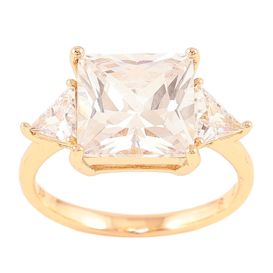 Кольцо Xuping Позолота 18K Три фианита фото №1