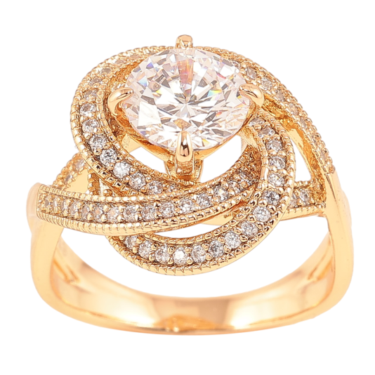 Кольцо Xuping Позолота 18K Декоративный цветок с цирконием фото №1