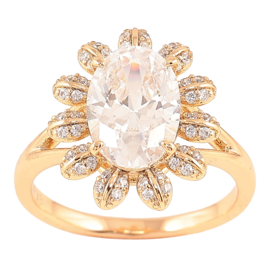 Кольцо Xuping Позолота 18K Цветок с фианитом фото №1