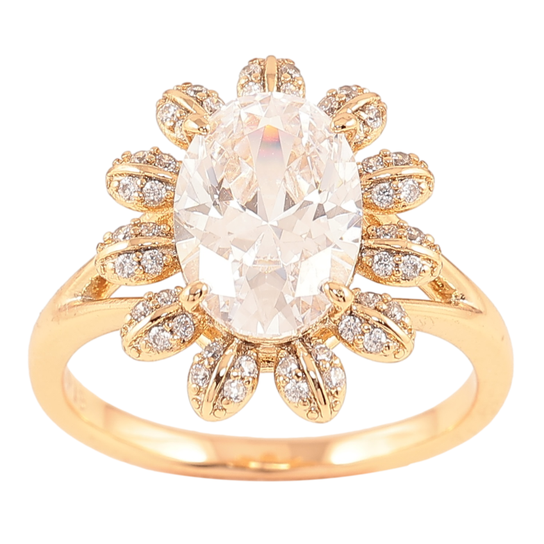 Кольцо Xuping Позолота 18K Цветок с фианитом фото №1