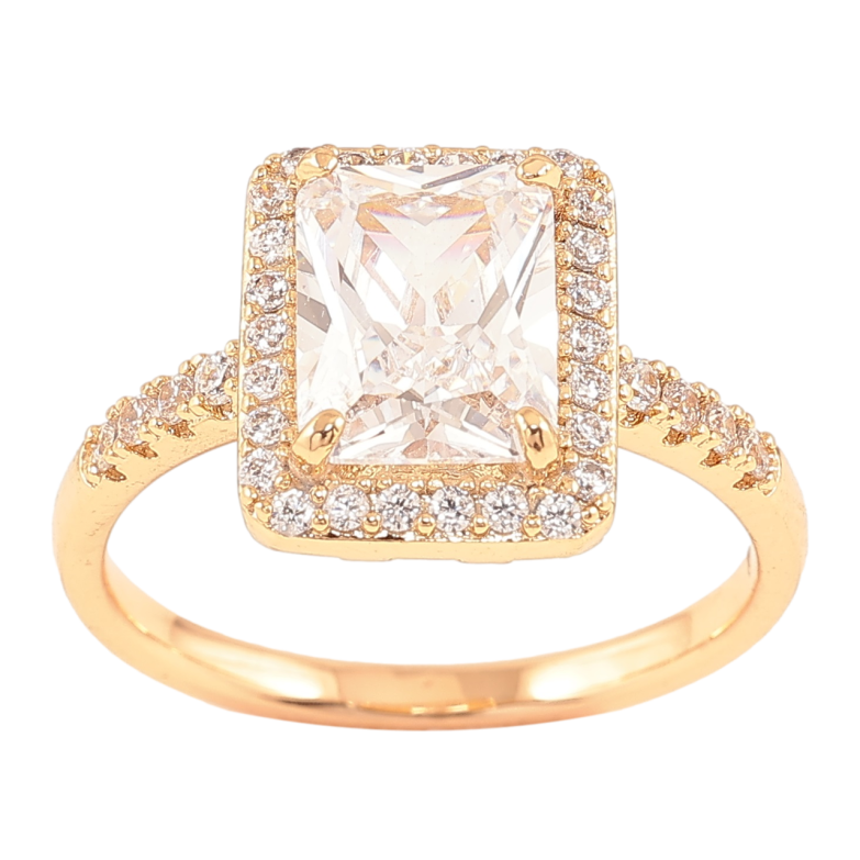 Каблучка Xuping Позолота 18K «Фіаніт в обрамленні цирконію» фото №1