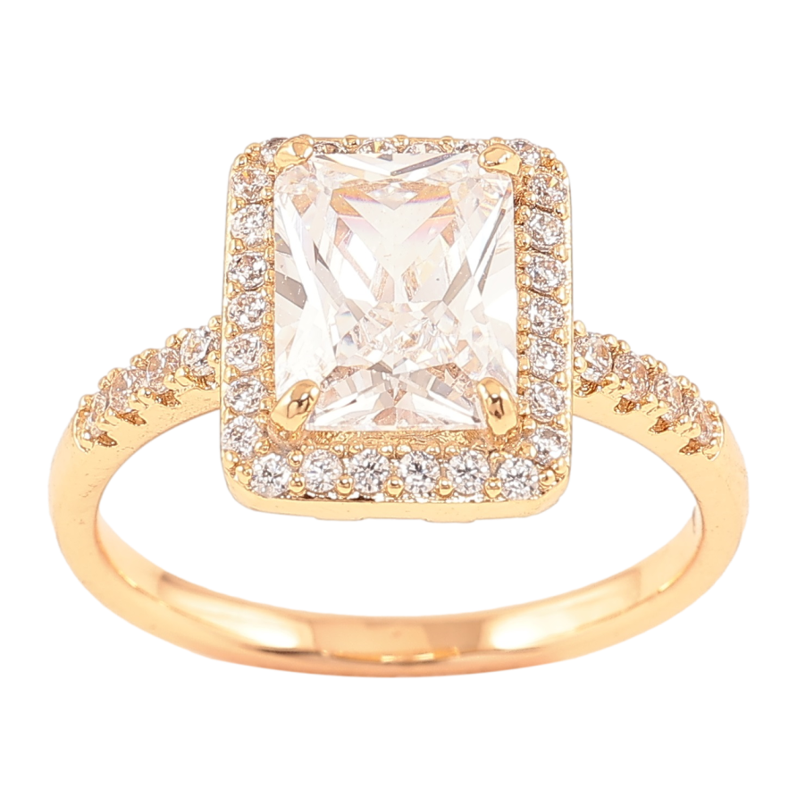 Каблучка Xuping Позолота 18K «Фіаніт в обрамленні цирконію» фото №1