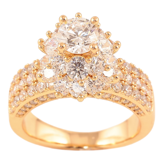 Кольцо Xuping Позолота 18K Инкрустация цирконием с высоким куполом из кристаллов фото №1