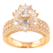 Кольцо Xuping Позолота 18K Инкрустация цирконием с высоким куполом из кристаллов фото №1