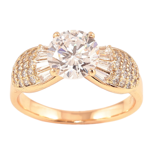 Кольцо Xuping Позолота 18K Фианит с лепестками циркония фото №1