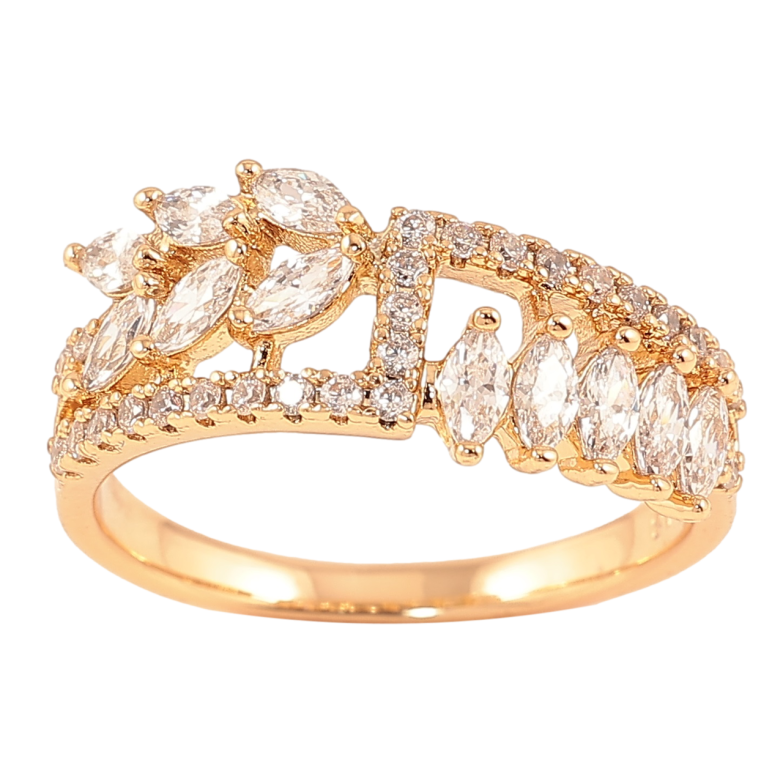 Каблучка Xuping Позолота 18K «Кришталевий візерунок» фото №1 Каблучка Xuping Позолота 18K «Кришталевий візерунок» фото №1