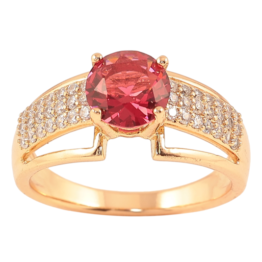 Кольцо Xuping Позолота 18K Инкрустация цирконием с красным фианитом фото №1