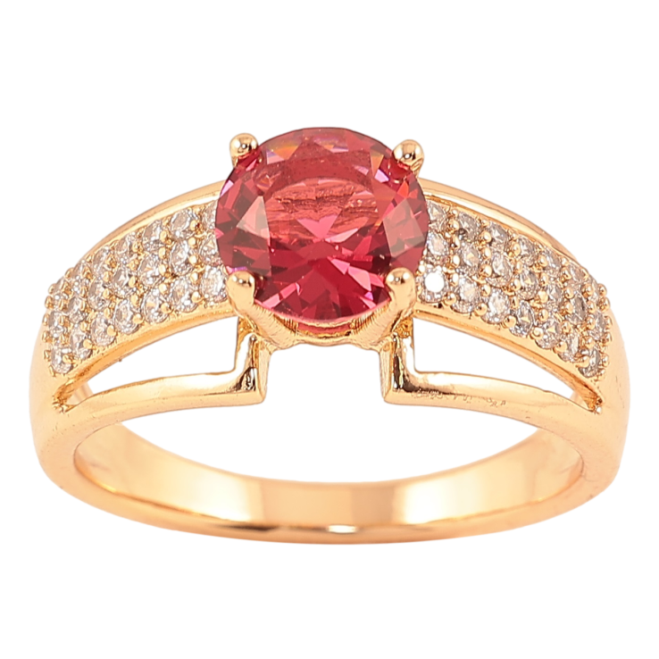 Кольцо Xuping Позолота 18K Инкрустация цирконием с красным фианитом фото №6