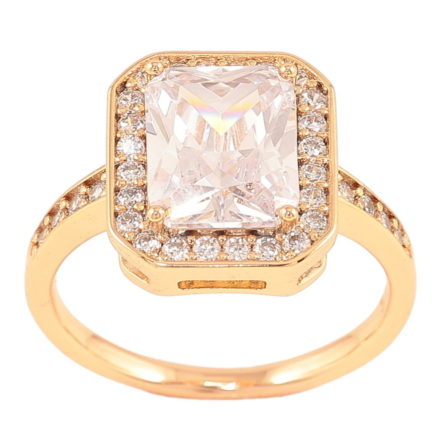 Кольцо Xuping Позолота 18K Фианит в обрамлении циркония фото №1 Кольцо Xuping Позолота 18K Фианит в обрамлении циркония фото №1