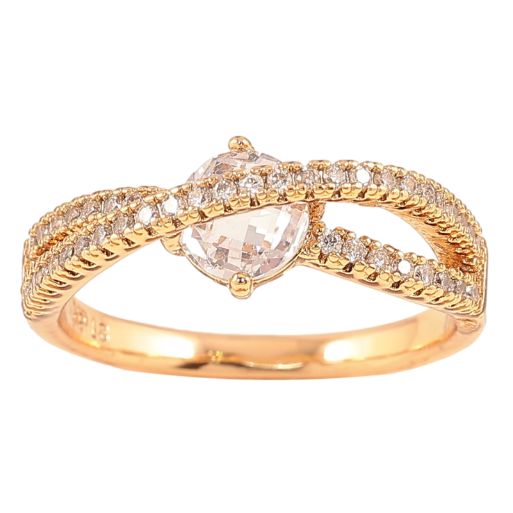 Кольцо Xuping Позолота 18K Дорожки циркония с фианитом фото №3