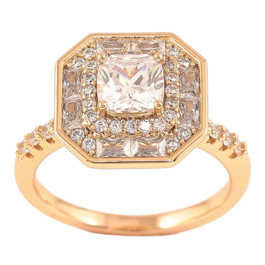 Кольцо Xuping Позолота 18K Фигурный купол с цирконием фото №1 Кольцо Xuping Позолота 18K Фигурный купол с цирконием фото №1