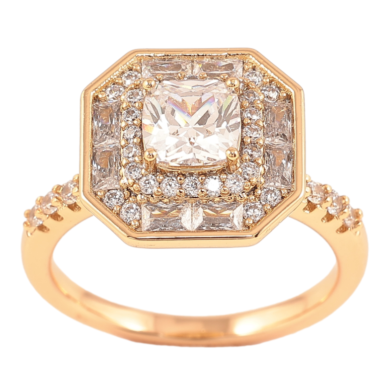 Кольцо Xuping Позолота 18K Фигурный купол с цирконием фото №1