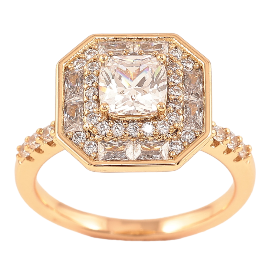 Кольцо Xuping Позолота 18K Фигурный купол с цирконием фото №1