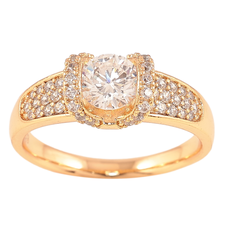 Каблучка Xuping Позолота 18K «Фіаніт в оправі з цирконієм» фото №1 Каблучка Xuping Позолота 18K «Фіаніт в оправі з цирконієм» фото №1