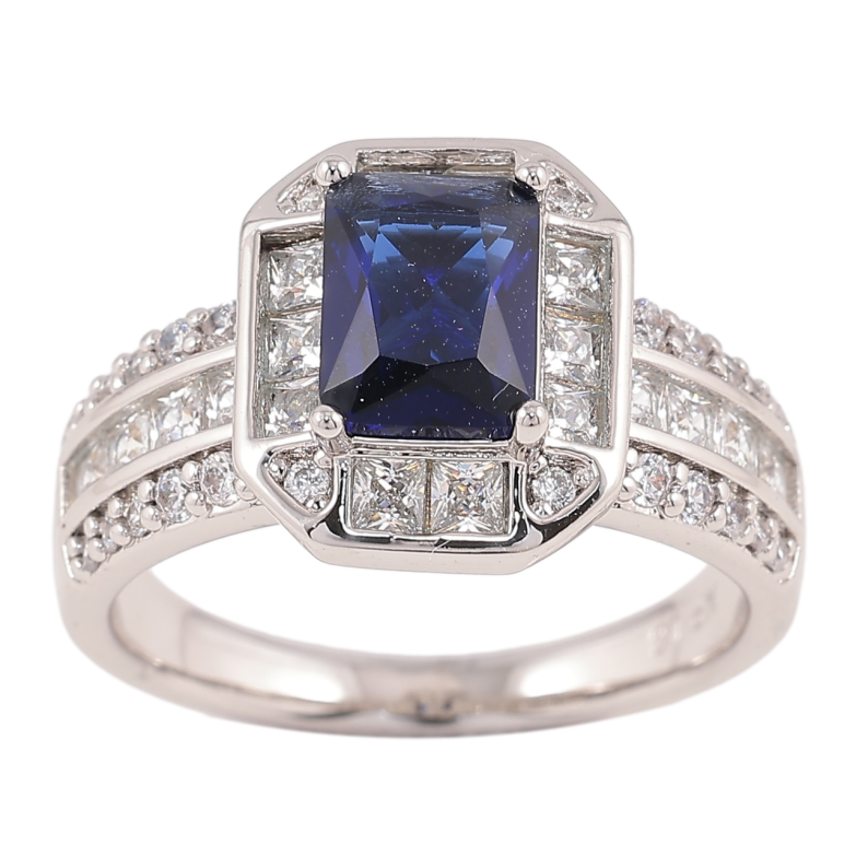 Каблучка Xuping Родій «Синій фіаніт в обрамленні цирконію» фото №1