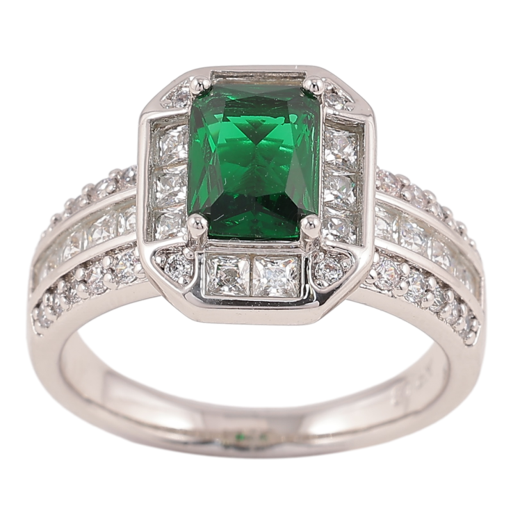 Каблучка Xuping Родій «Зелений фіаніт в обрамленні цирконію» фото №15 Каблучка Xuping Родій «Зелений фіаніт в обрамленні цирконію» фото №15