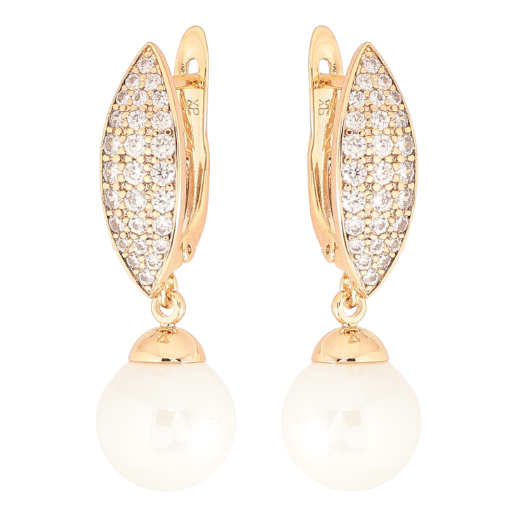 Серьги Xuping Позолота 18K английский замок Жемчужные подвески с инкрустацией цирконием цирконием фото №4