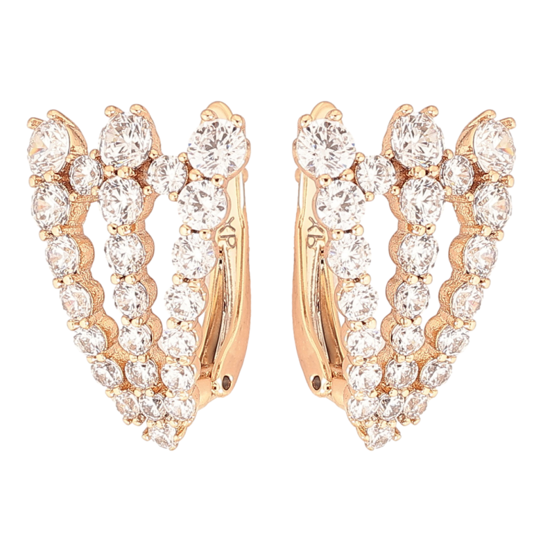 Сережки Xuping Позолота 18K англійський замок «Візерунок з доріжок цирконію» фото №1