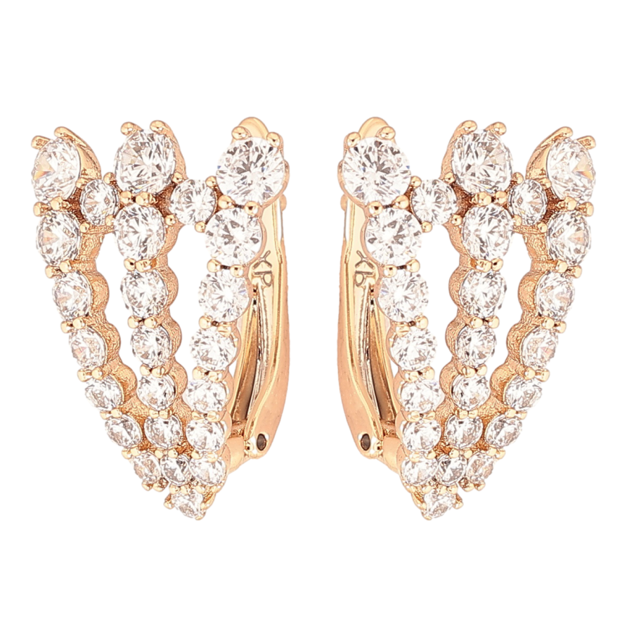 Серьги Xuping Позолота 18K английский замок Узор из дорожек циркония фото №1