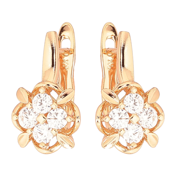 Серьги Xuping Позолота 18K английский замок Цветочный узор с цирконием фото №21