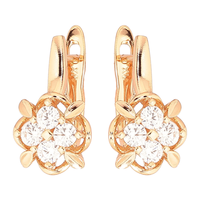 Серьги Xuping Позолота 18K английский замок Цветочный узор с цирконием фото №1 Серьги Xuping Позолота 18K английский замок Цветочный узор с цирконием фото №1