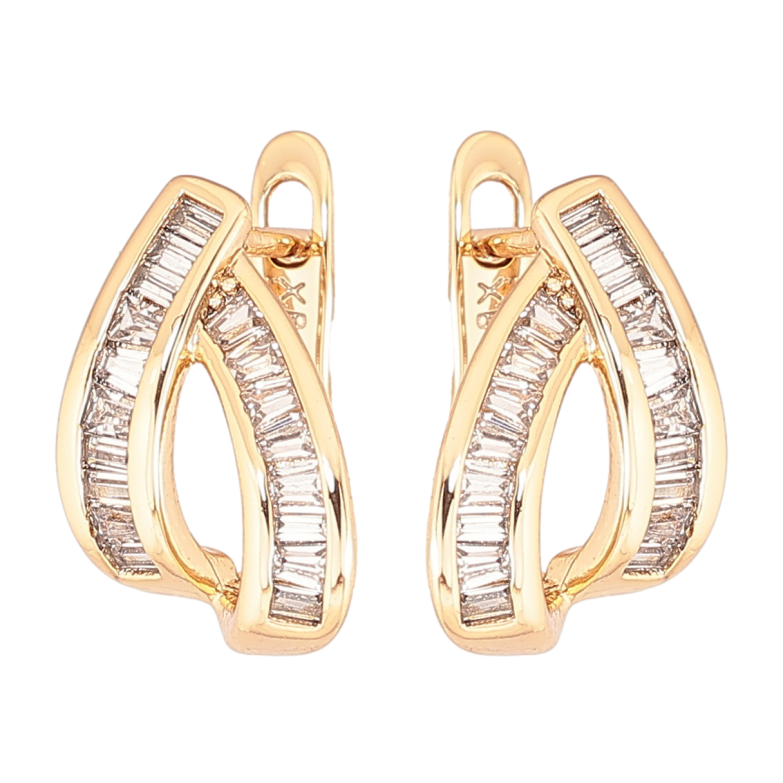 Серьги Xuping Позолота 18K английский замок Узор из дорожек циркония фото №1