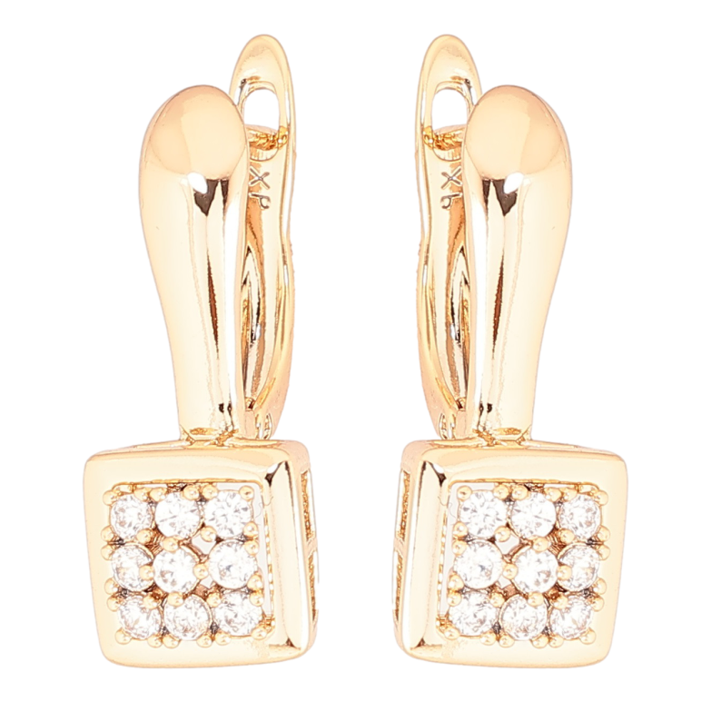 Сережки Xuping Позолота 18K англійський замок «Візерунок з інкрустацією цирконієм» фото №1