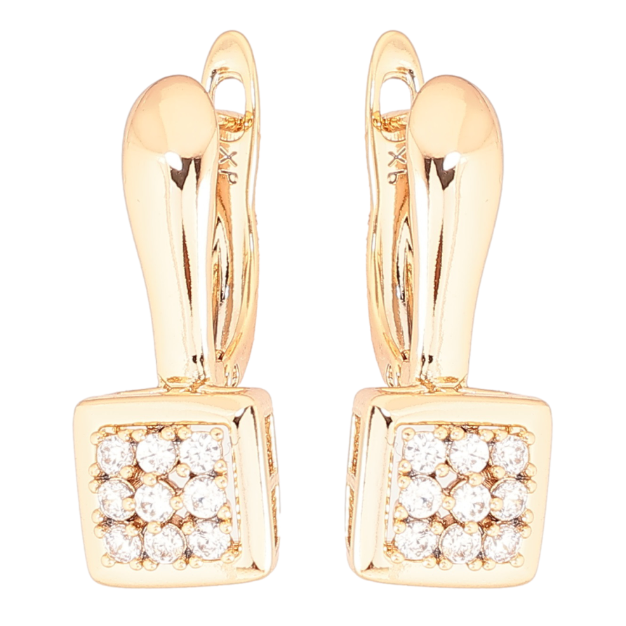 Сережки Xuping Позолота 18K англійський замок «Візерунок з інкрустацією цирконієм» фото №1
