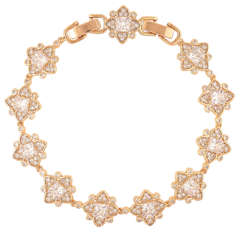Браслет Xuping Позолота 18K Кристальные цветочки размер с доп. замком 17.5,19.5см х 12мм фото №1