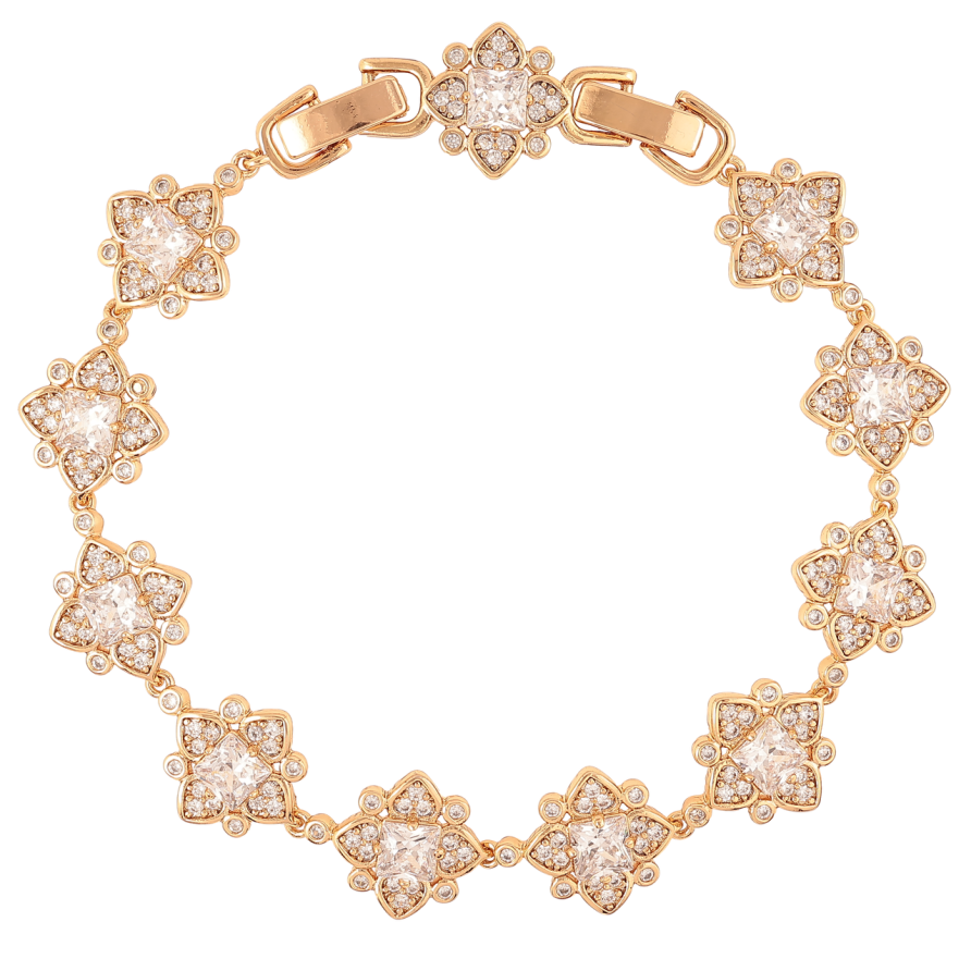 Браслет Xuping Позолота 18K «Кришталеві квіточки» розмір з доп. замком 17.5,19.5см х 12мм фото №1