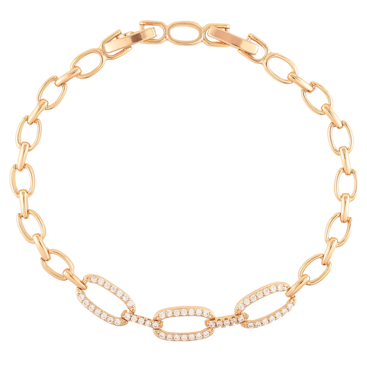 Браслет Xuping Позолота 18K Овальные звенья с цирконием размер с доп. замком 17,19см х 5-7мм фото №15