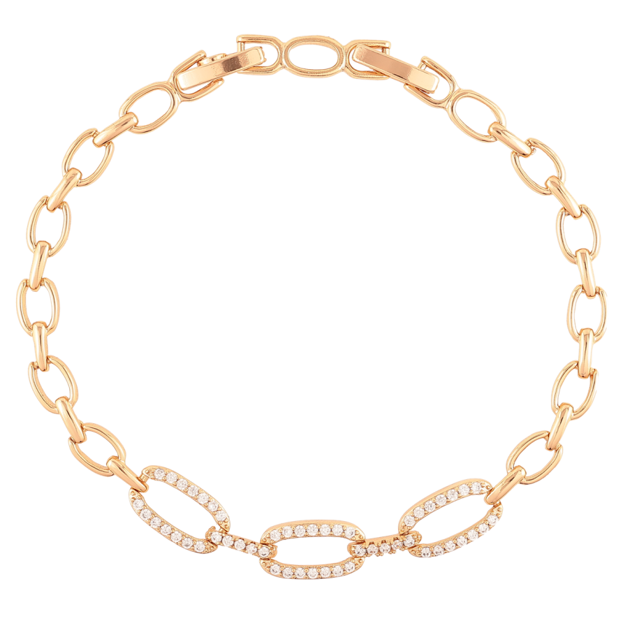 Браслет Xuping Позолота 18K Овальные звенья с цирконием размер с доп. замком 17,19см х 5-7мм фото №1 Браслет Xuping Позолота 18K Овальные звенья с цирконием размер с доп. замком 17,19см х 5-7мм фото №1