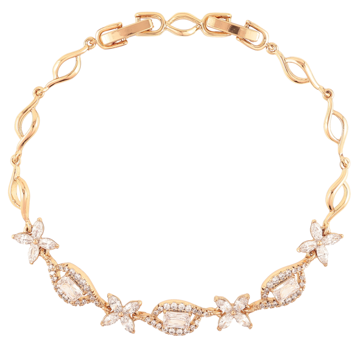 Браслет Xuping Позолота 18K Узор с кристальными цветочками размер с доп. замком 17,19см х 4.5мм фото №10