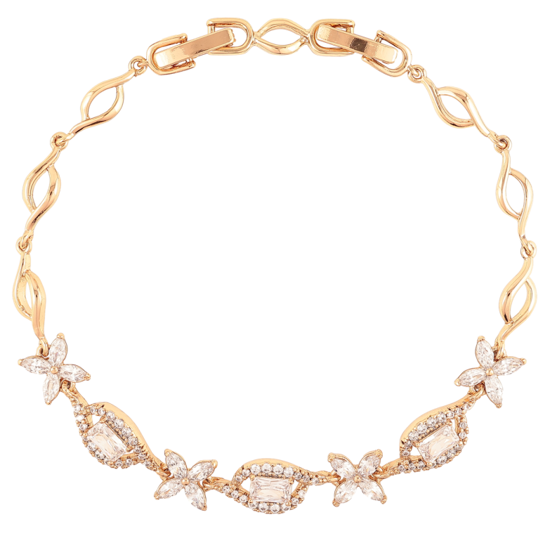 Браслет Xuping Позолота 18K «Візерунок з кришталевими квіточками» розмір з доп. замком 17,19см х 4.5мм фото №1