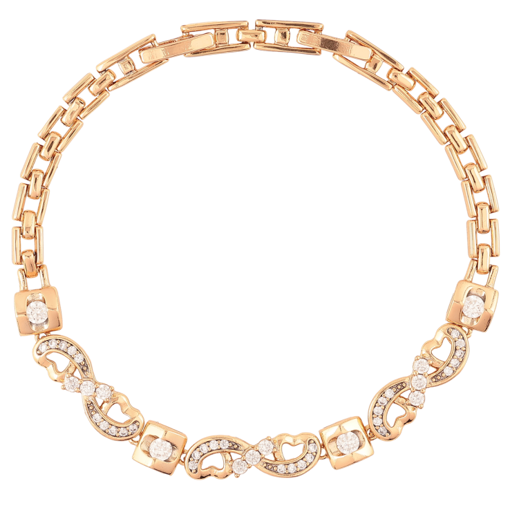 Браслет Xuping Позолота 18K Романтический узор с цирконием размер с доп. замком 17.5,19.5см х 4мм фото №14