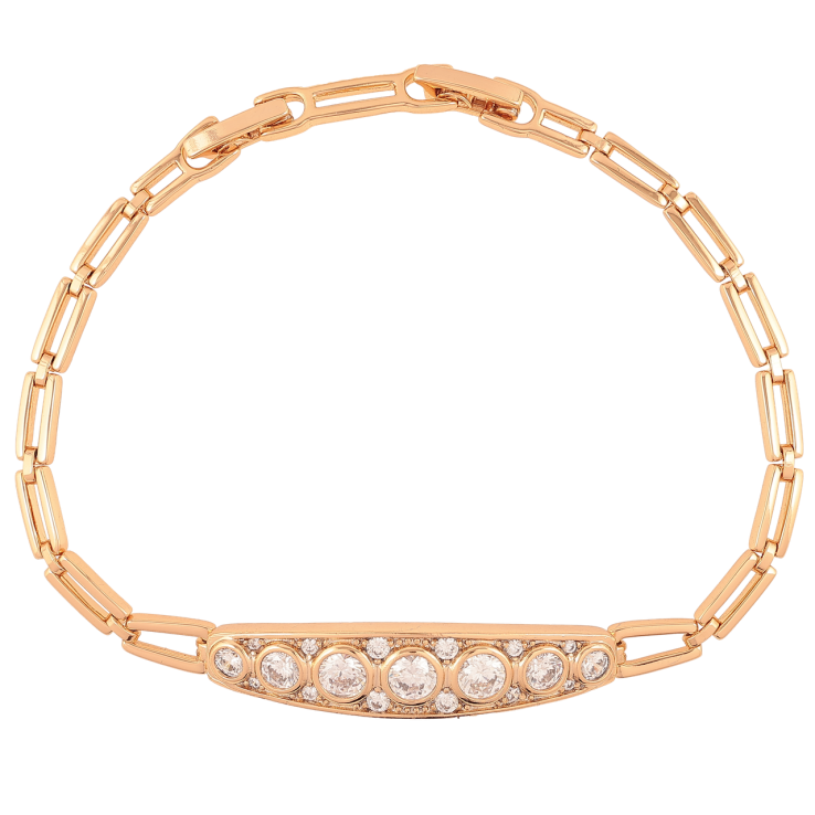 Браслет Xuping Позолота 18K Вставка с цирконием размер с доп. замком 17.5,19.5см х 3.5мм фото №2