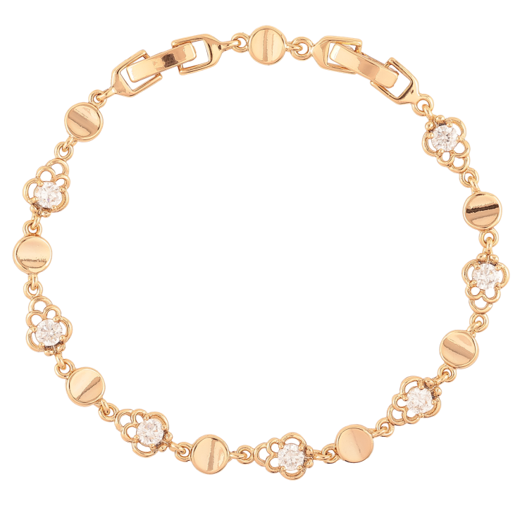 Браслет Xuping Позолота 18K Цветочки с цирконием размер с доп. замком 17,20см х 5-7мм фото №11