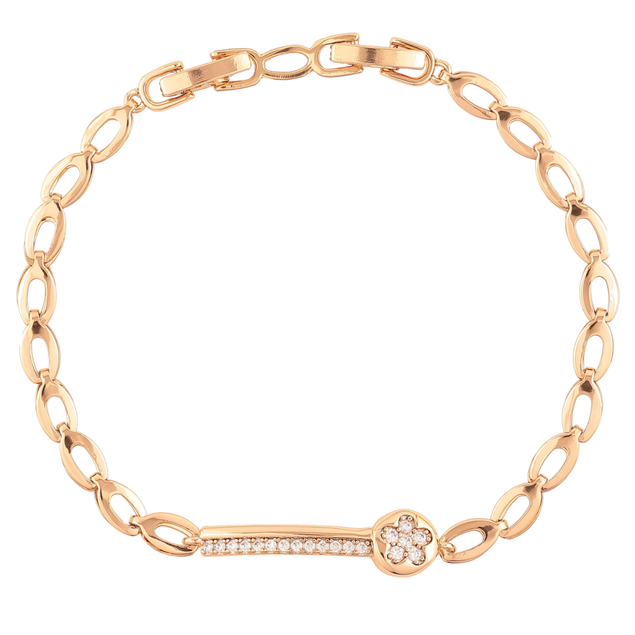 Браслет Xuping Позолота 18K Вставка дорожка циркония с цветочком размер с доп. замком 17,19см х 4мм фото №1