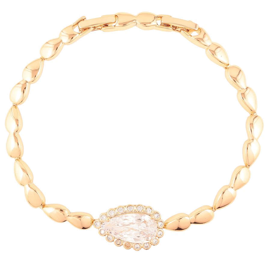 Браслет Xuping Позолота 18K Кристальная капля размер с доп. замком 17.5,19.5см х 4мм фото №1 Браслет Xuping Позолота 18K Кристальная капля размер с доп. замком 17.5,19.5см х 4мм фото №1