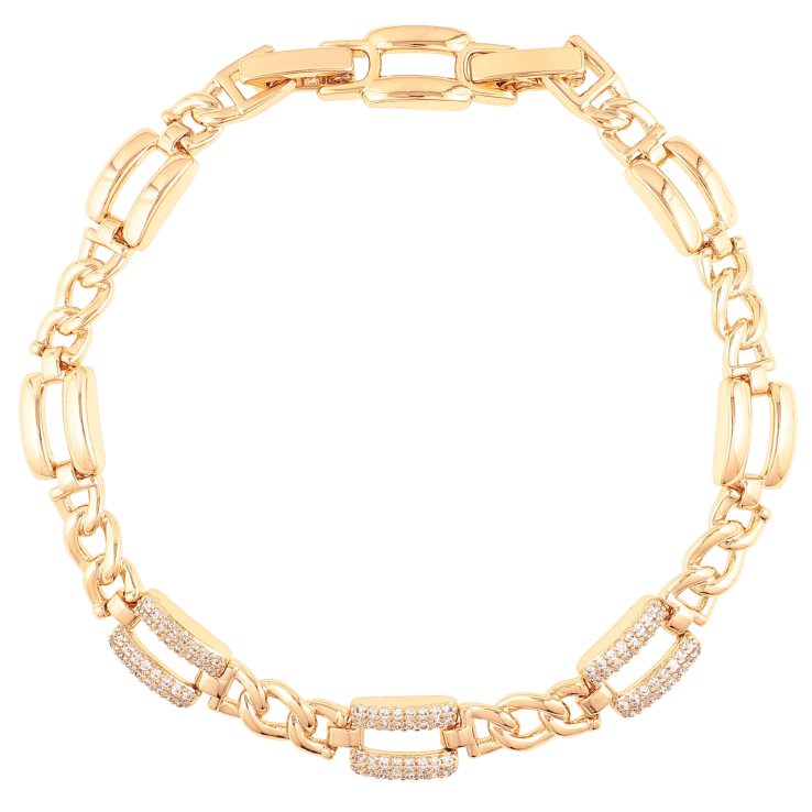 Браслет Xuping Позолота 18K Звенья с цирконием размер с доп. замком 17.5,19.5см х 5-7мм фото №12