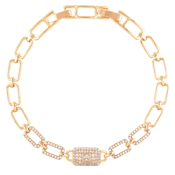 Браслет Xuping Позолота 18K Звенья с цирконием размер с доп. замком 17.5,19.5см х 6мм фото №21