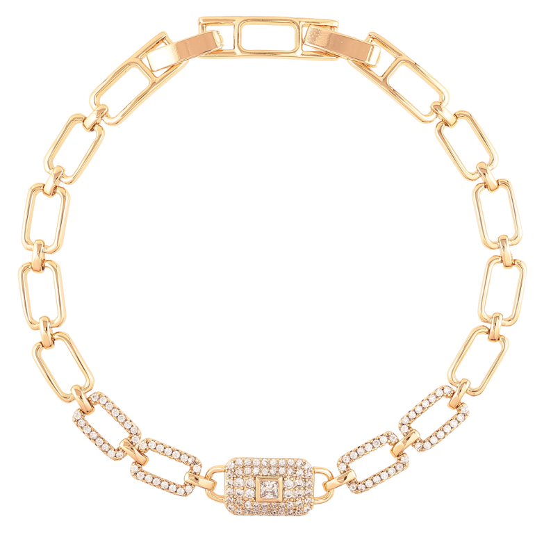 Браслет Xuping Позолота 18K Звенья с цирконием размер с доп. замком 17.5,19.5см х 6мм фото №1 Браслет Xuping Позолота 18K Звенья с цирконием размер с доп. замком 17.5,19.5см х 6мм фото №1