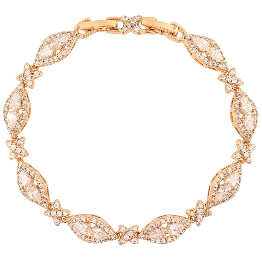 Браслет Xuping Позолота 18K Узор с инкрустацией цирконием размер с доп. замком 17,19см х 5-7мм фото №1