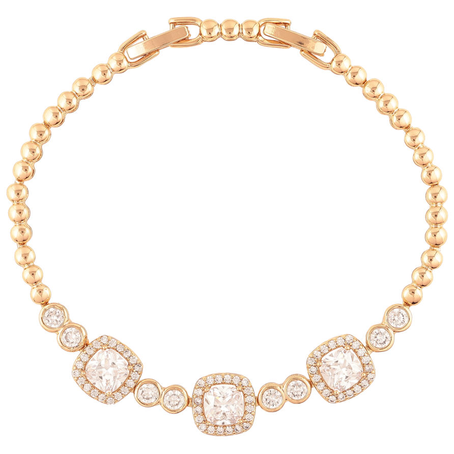 Браслет Xuping Позолота 18K Инкрустация цирконием размер с доп. замком 17.5,19.5см х 3мм фото №1