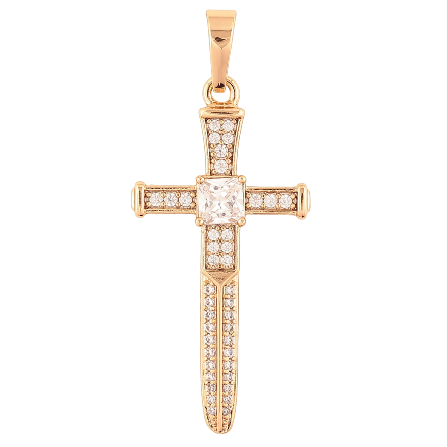Кулон Xuping Позолота 18K Крест с цирконием для цепочки до 7мм фото №1