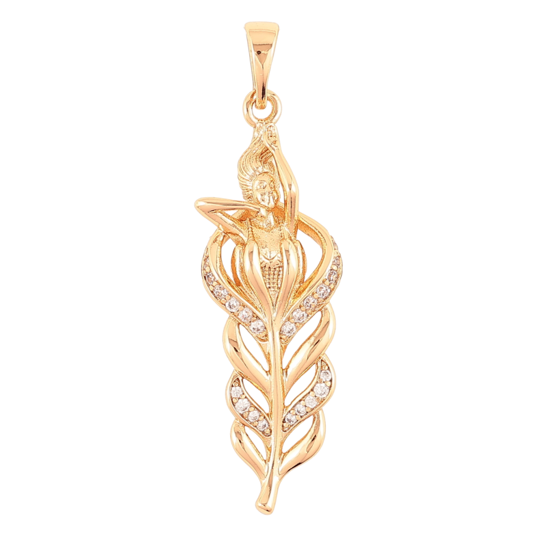 Кулон Xuping Позолота 18K Перо с девушкой для цепочки до 5мм фото №1 Кулон Xuping Позолота 18K Перо с девушкой для цепочки до 5мм фото №1