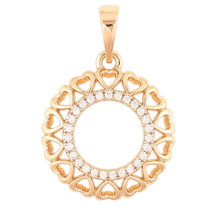 Кулон Xuping Позолота 18K «Колечко з сердечок і цирконію» для ланцюжка до 6мм фото №4