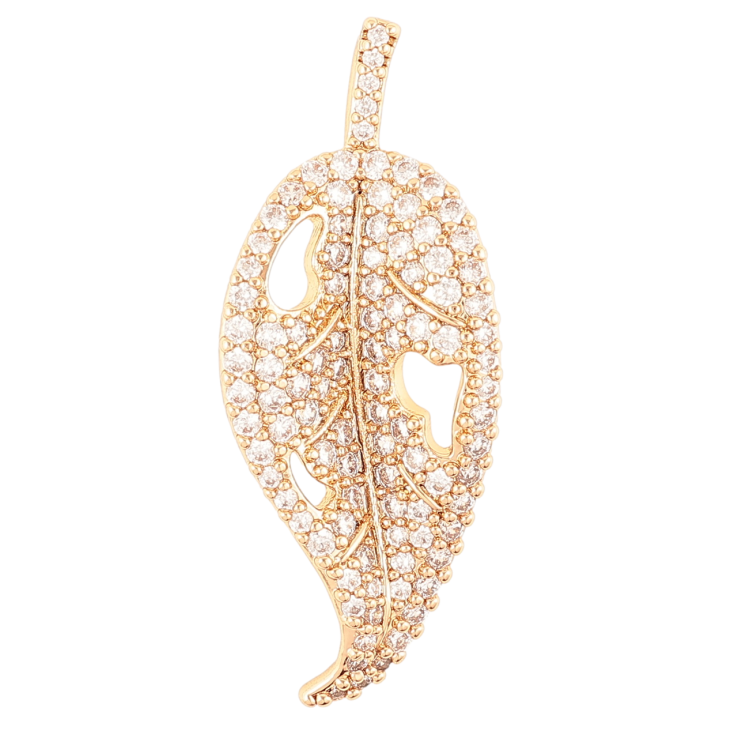 Кулон Xuping Позолота 18K «Листочок з інкрустацією цирконієм» для ланцюжка до 3мм фото №2
