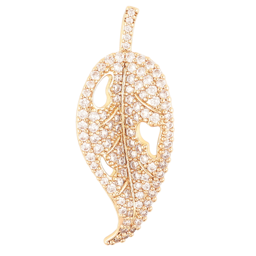 Кулон Xuping Позолота 18K «Листочок з інкрустацією цирконієм» для ланцюжка до 3мм фото №1