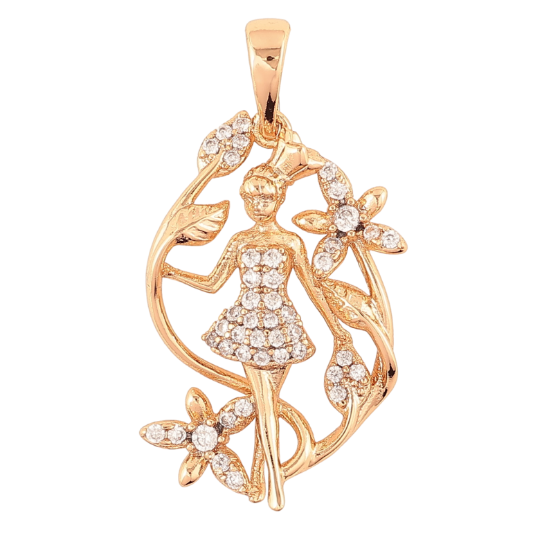 Кулон Xuping Позолота 18K Цветочный узор с девочкой для цепочки до 6мм фото №1 Кулон Xuping Позолота 18K Цветочный узор с девочкой для цепочки до 6мм фото №1